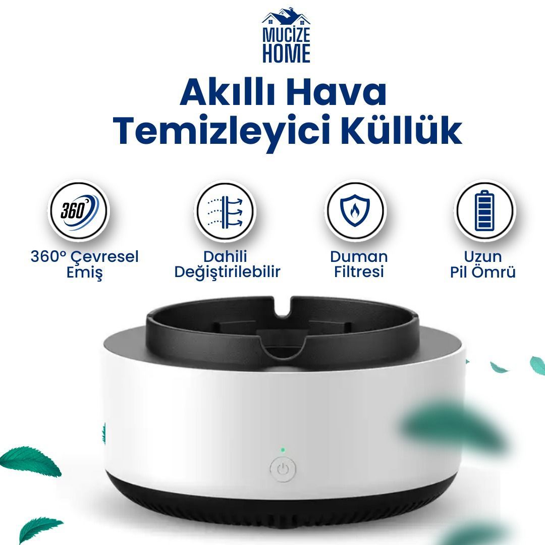 Mucit Home  Duman Çeken Küllük Duman Filtreli Fanlı Küllük Hava Temizleyici