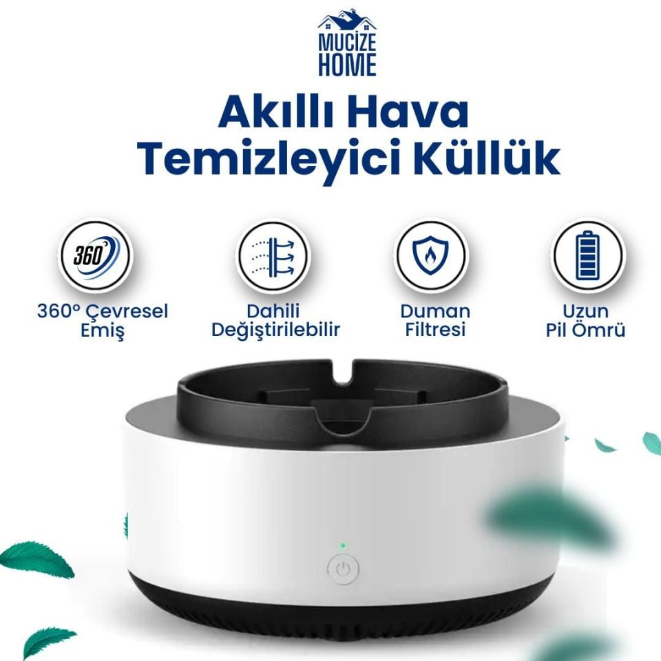 Duman Çeken Küllük Duman Filtreli Fanlı Küllük Hava Temizleyici