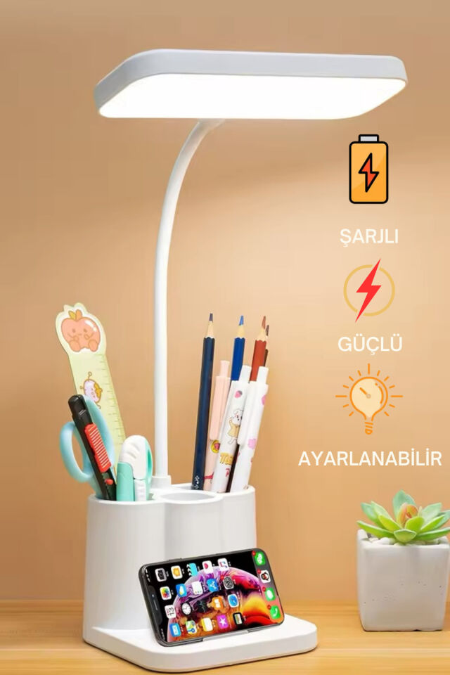 Mucit Home Masa Lambası Telefon Standlı Kademeli Ders Çalışma Okuma Işığı Gece Lambası