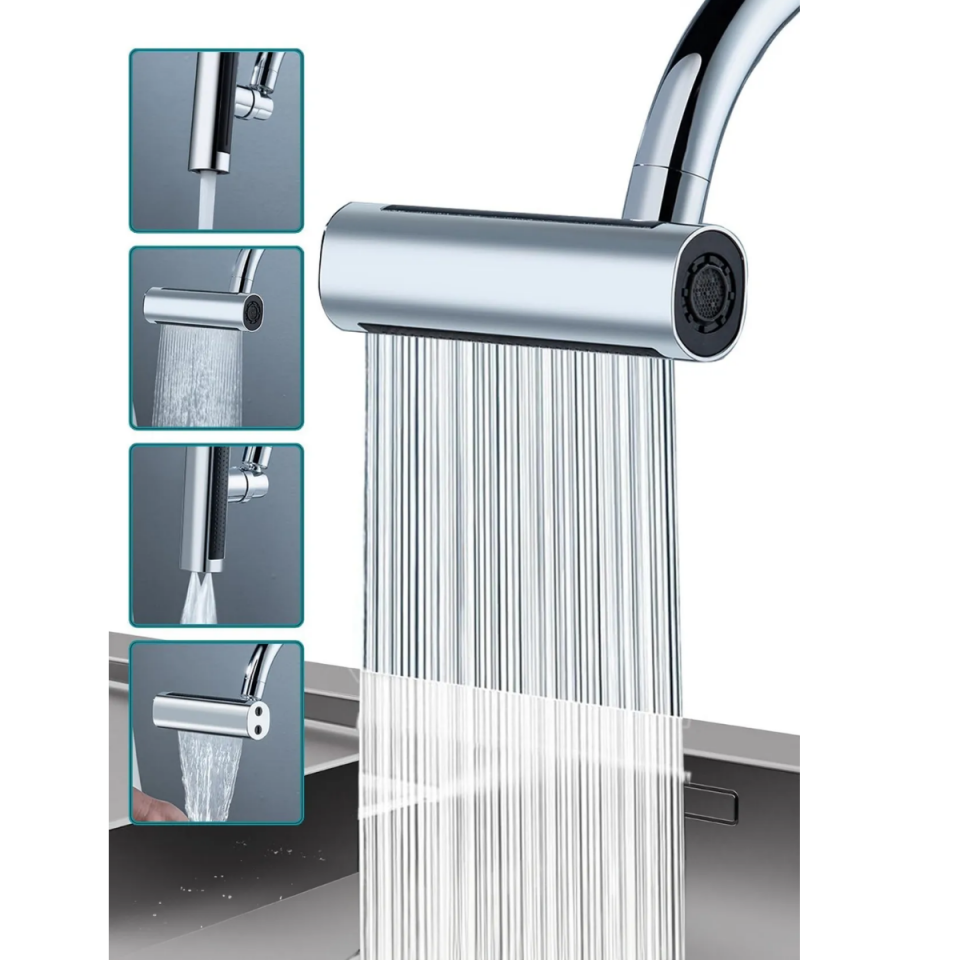 Mucit Home   Tasarruflu 4 Modlu Şelale Ayarlanabilir Musluk Başlığı Mutfak Banyo Perlatör Evye Lavabo Bataryası