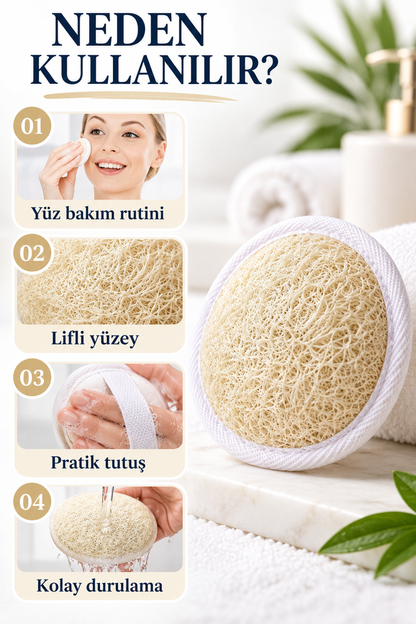 Mucit Home Yüz Kesesi Doğal Kabak Kese Lif Peeling Lifi