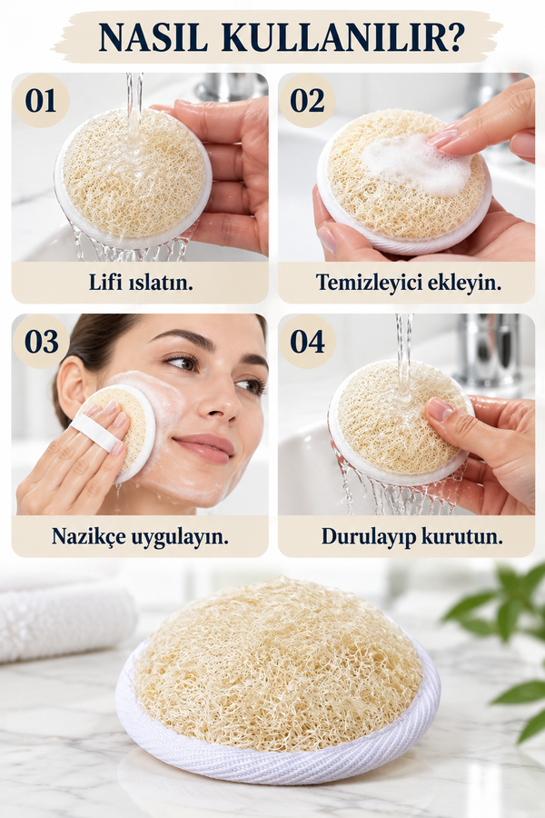 Mucit Home Yüz Kesesi Doğal Kabak Kese Lif Peeling Lifi