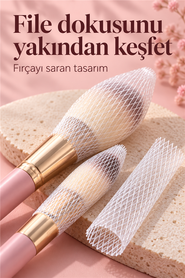Mucit Home Makyaj Fırçası Koruyucu Far Allık Kontür Eyeliner Fırça Malzemeleri Ürünleri Koruyucu File Kapak Örgü Kılıf Set 20li