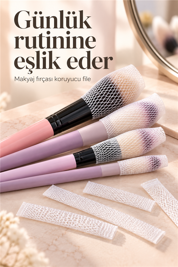 Mucit Home Makyaj Fırçası Koruyucu Far Allık Kontür Eyeliner Fırça Malzemeleri Ürünleri Koruyucu File Kapak Örgü Kılıf Set 20li