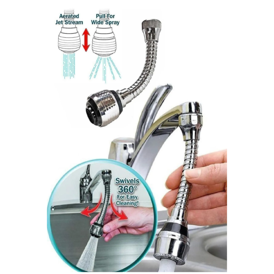Mucit Home  360 ° Dönebilen Anti-Sıçrama Su Mutfak Musluk Genişletici Lavabo  1 adet