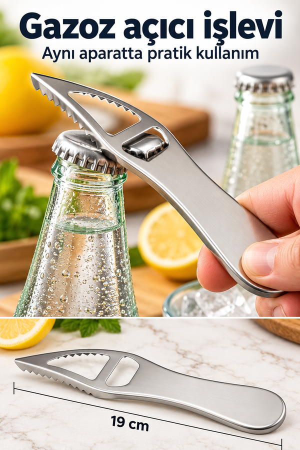 Mucit Home Balık Pulu Temizleme Aleti Ve Gazoz Açıcı Paslanmaz Çelik Balık Pulu Soyucu