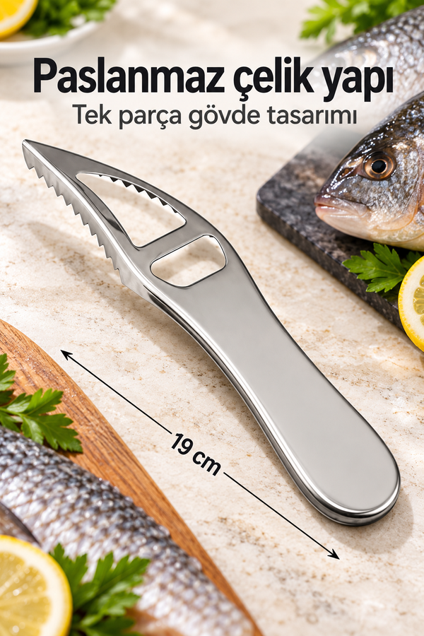 Mucit Home Balık Pulu Temizleme Aleti Ve Gazoz Açıcı Paslanmaz Çelik Balık Pulu Soyucu
