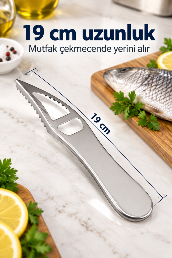 Mucit Home Balık Pulu Temizleme Aleti Ve Gazoz Açıcı Paslanmaz Çelik Balık Pulu Soyucu