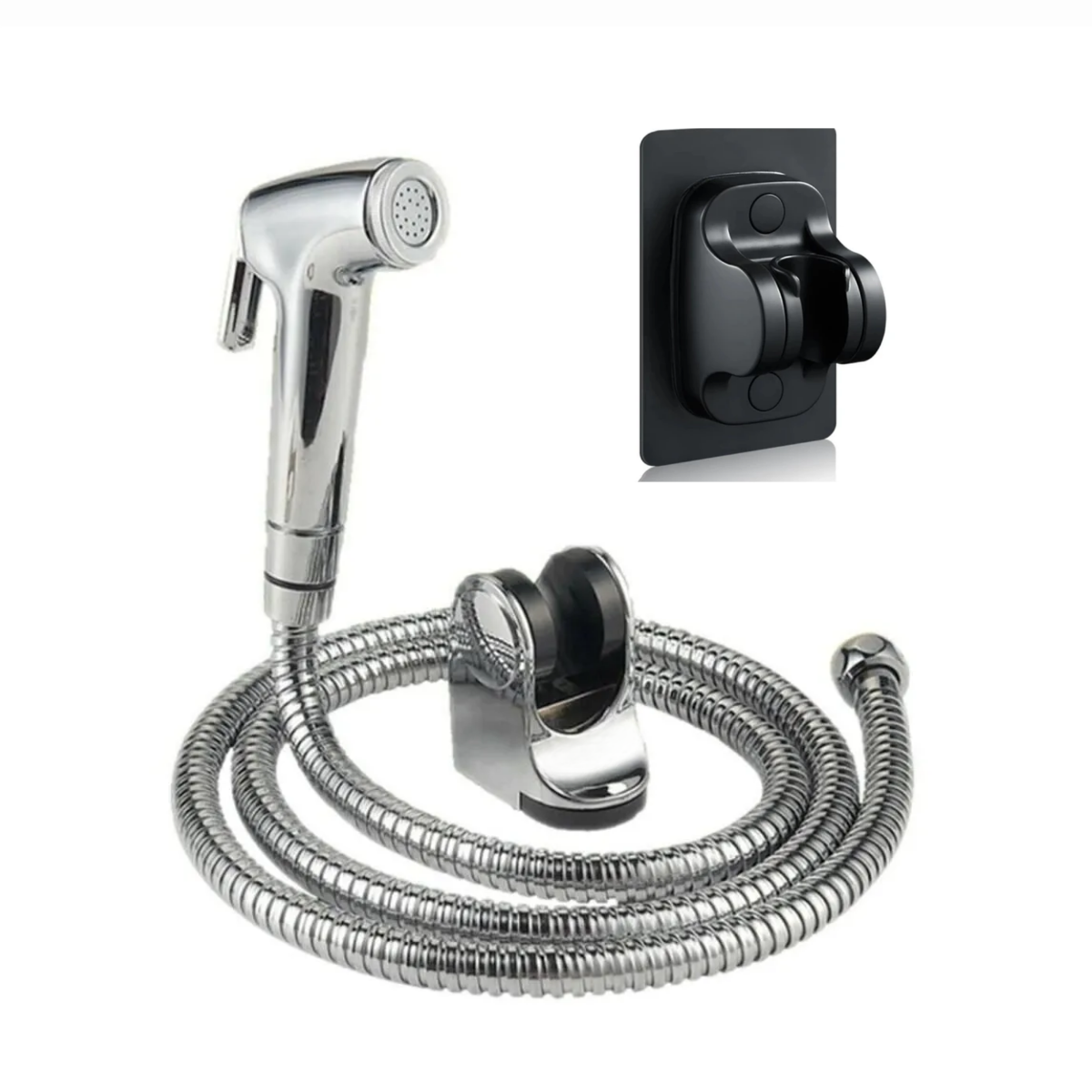 Mucit Home   Krom Tabancalı Taharetmatik Musluk Seti Spiral Hortumlu