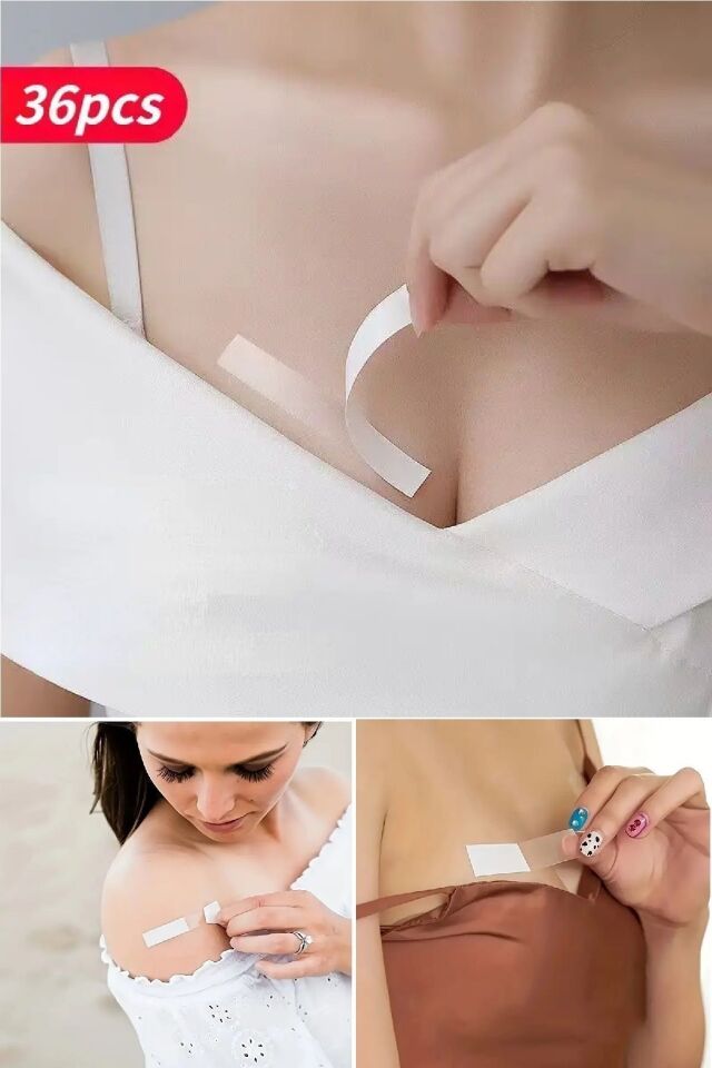 Mucit Home 36 Adet Vücut Ve Kıyafet Için Çift Taraflı Sabitleme Dekolte Abiye Gelinlik Elbise Sütyen Bantı