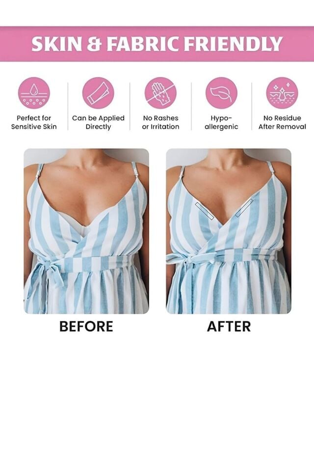 Mucit Home 36 Adet Vücut Ve Kıyafet Için Çift Taraflı Sabitleme Dekolte Abiye Gelinlik Elbise Sütyen Bantı