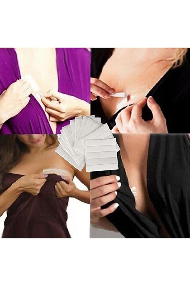 Mucit Home 36 Adet Vücut Ve Kıyafet Için Çift Taraflı Sabitleme Dekolte Abiye Gelinlik Elbise Sütyen Bantı