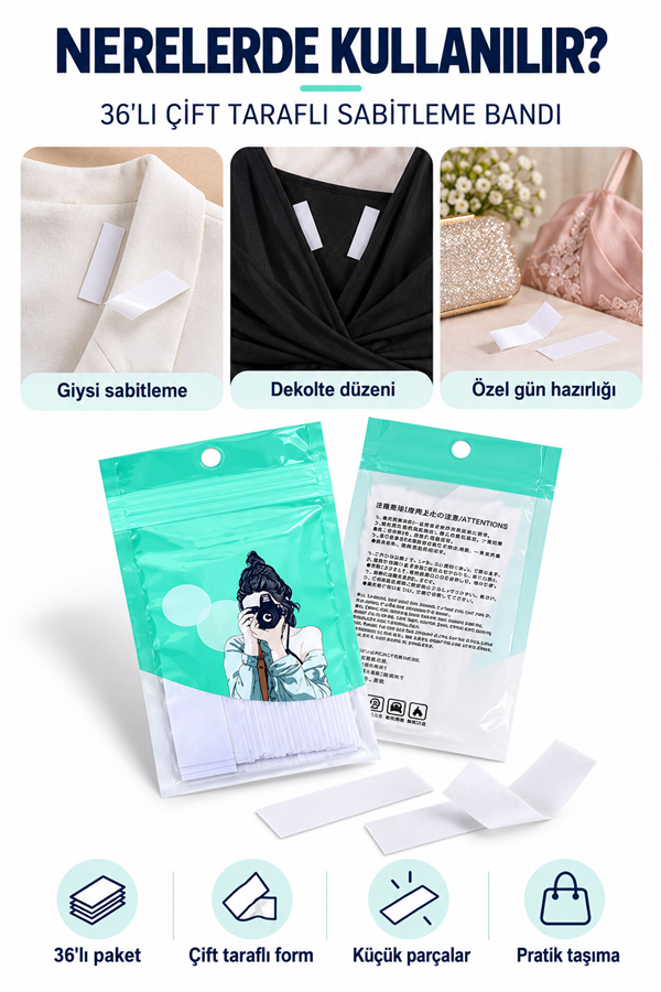 Mucit Home 36 Adet Vücut Ve Kıyafet Için Çift Taraflı Sabitleme Dekolte Abiye Gelinlik Elbise Sütyen Bantı