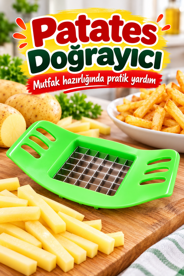 Mucit Home Kızartmalık Parmak Patates Doğrayıcı Elma Dilimleyici Bıçak Aparat Sebze Kesme Aleti