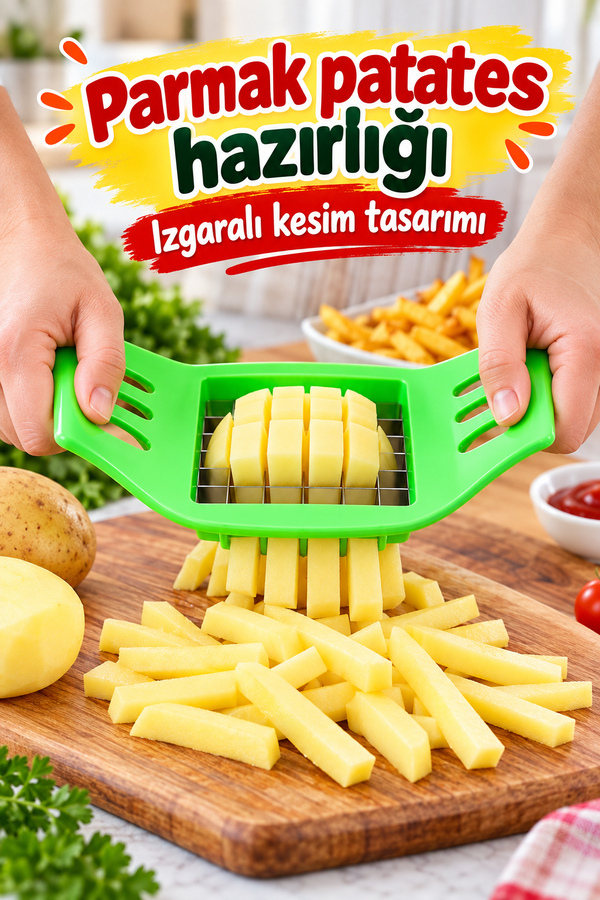 Mucit Home Kızartmalık Parmak Patates Doğrayıcı Elma Dilimleyici Bıçak Aparat Sebze Kesme Aleti