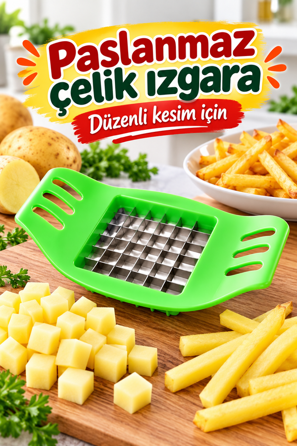 Mucit Home Kızartmalık Parmak Patates Doğrayıcı Elma Dilimleyici Bıçak Aparat Sebze Kesme Aleti