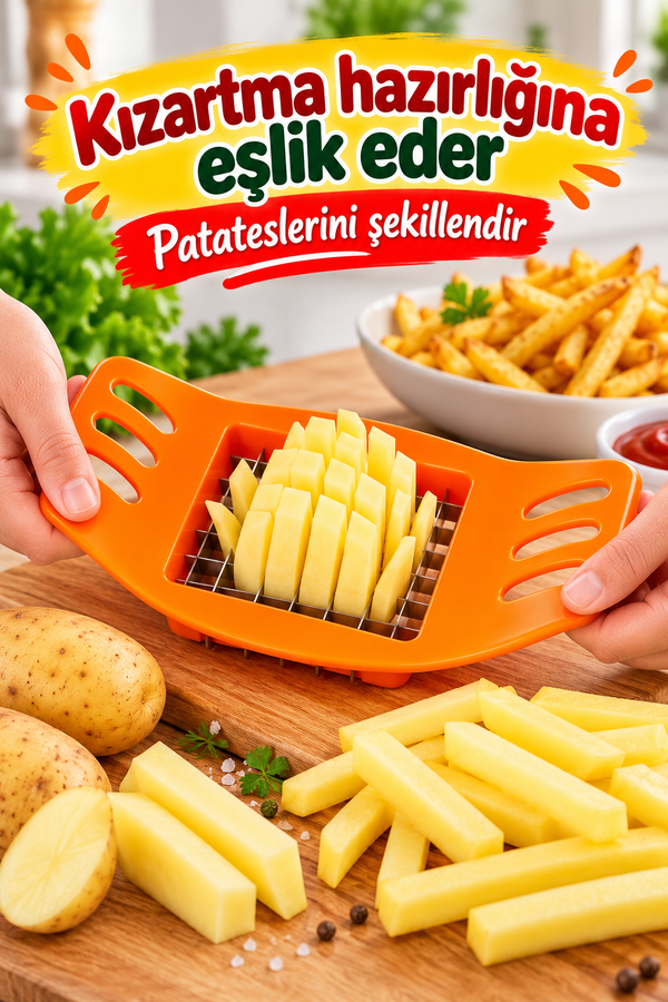 Mucit Home Kızartmalık Parmak Patates Doğrayıcı Elma Dilimleyici Bıçak Aparat Sebze Kesme Aleti