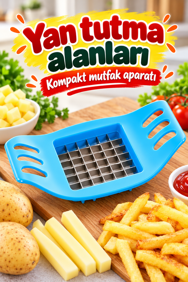 Mucit Home Kızartmalık Parmak Patates Doğrayıcı Elma Dilimleyici Bıçak Aparat Sebze Kesme Aleti
