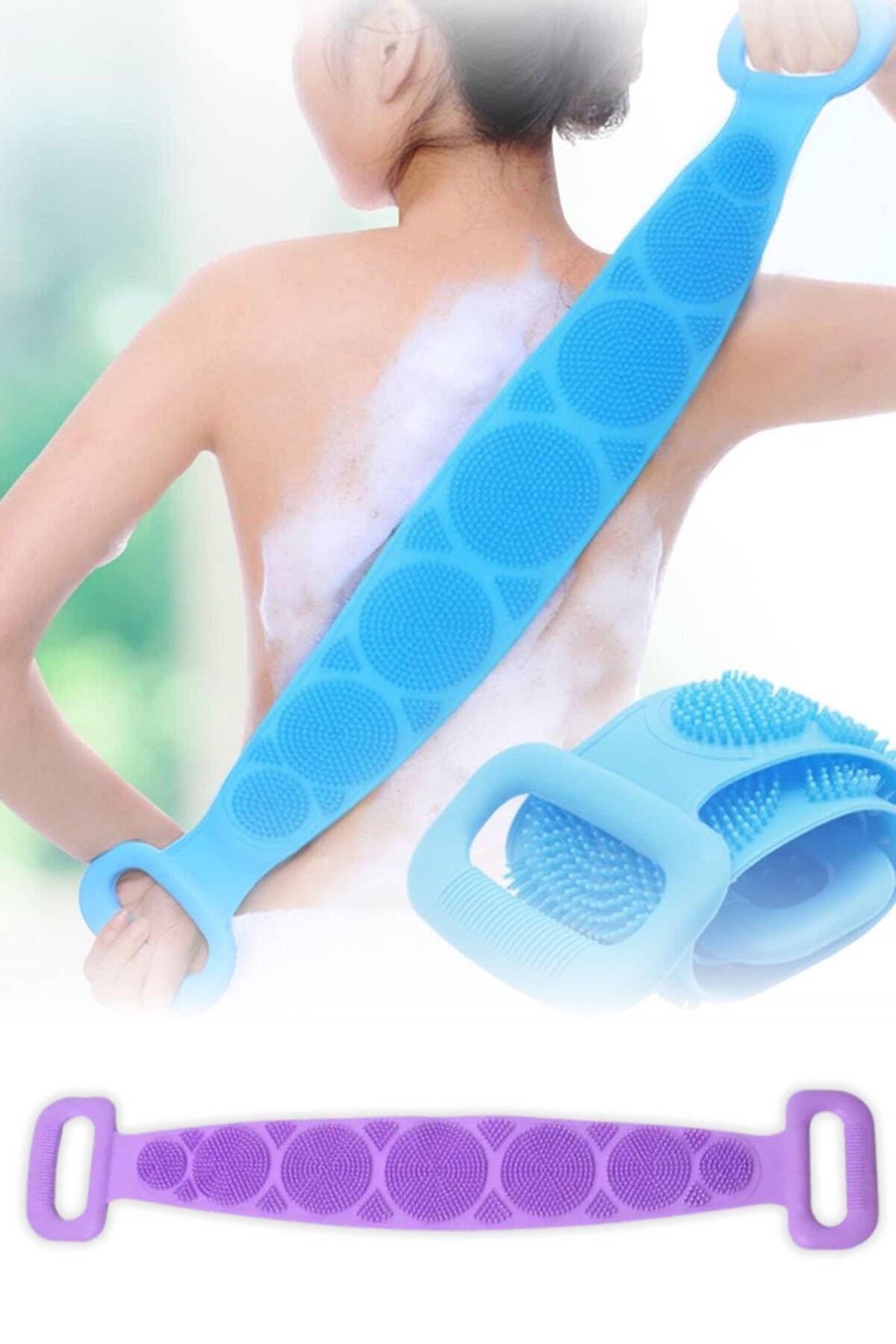 Mucit Home Banyo Sırt Kesesi Çift Taraflı Silikon Duş Lifi Fırçası 70 cm