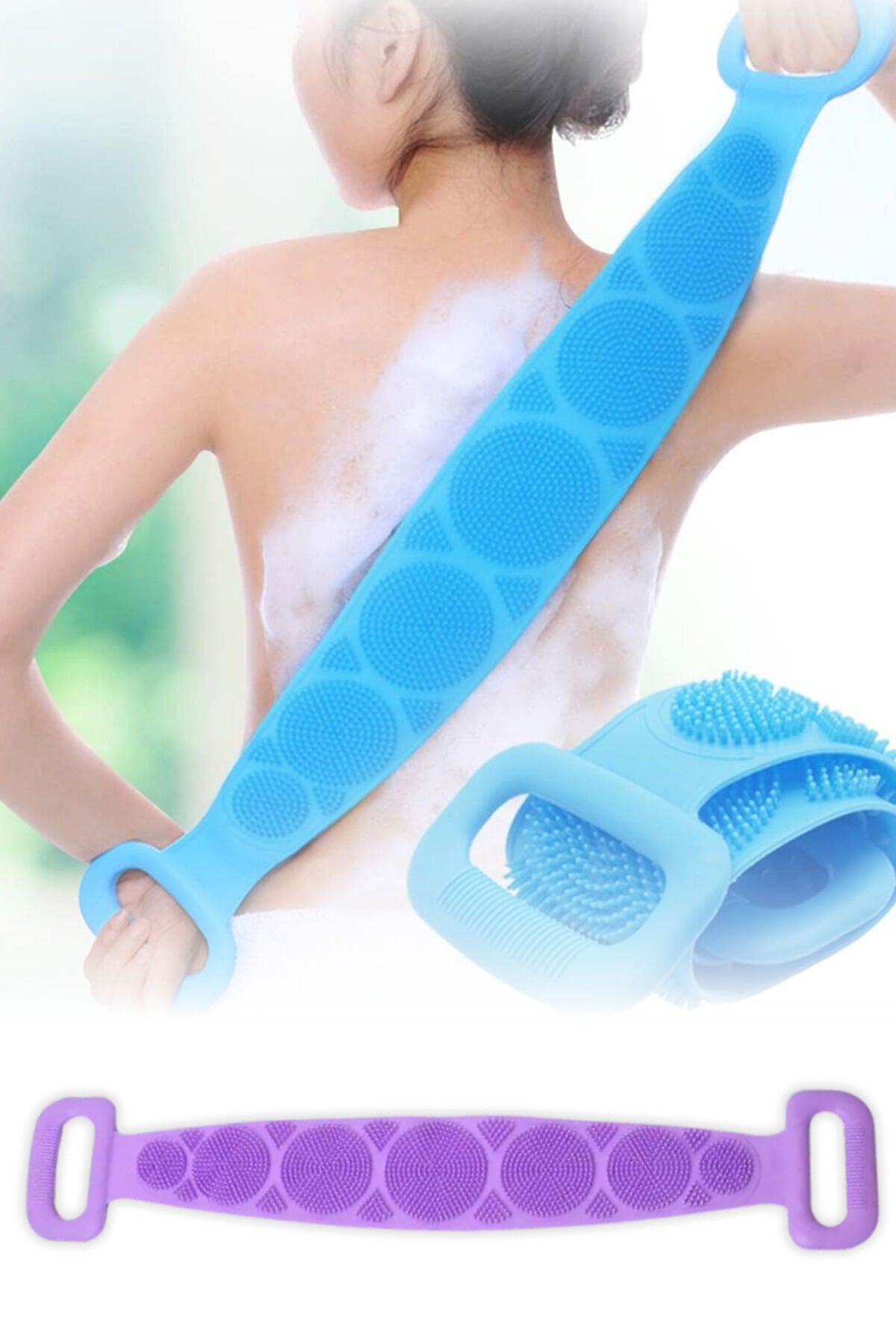 Mucit Home Banyo Sırt Kesesi Çift Taraflı Silikon Duş Lifi Fırçası 70 cm