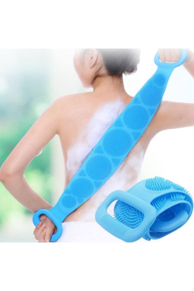 Mucit Home Banyo Sırt Kesesi Çift Taraflı Silikon Duş Lifi Fırçası 70 cm