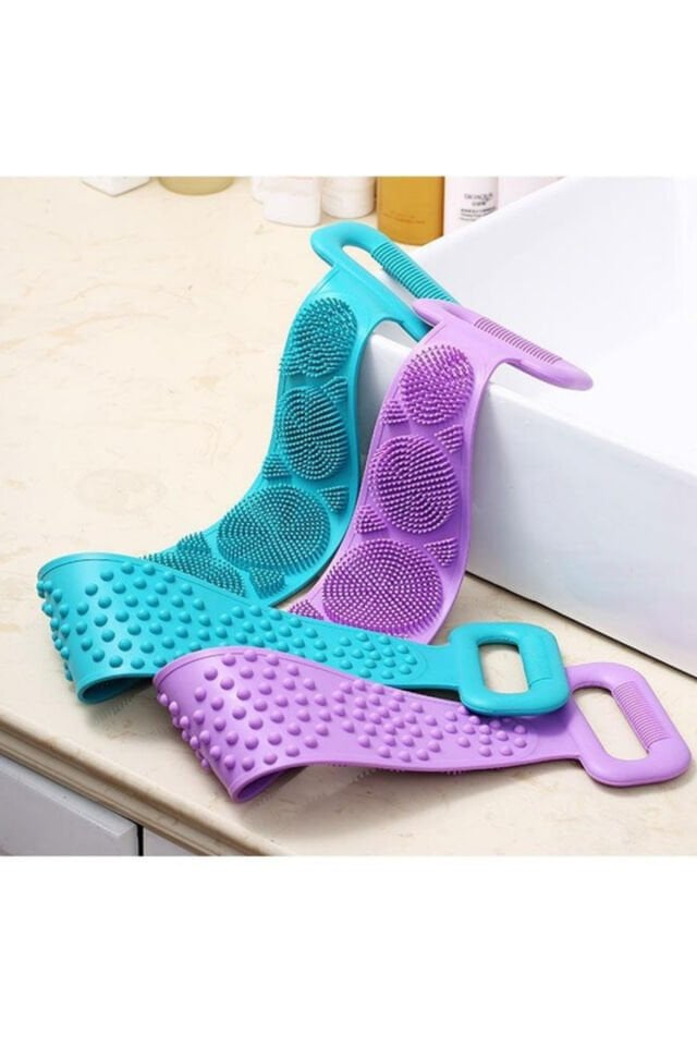 Mucit Home Banyo Sırt Kesesi Çift Taraflı Silikon Duş Lifi Fırçası 70 cm