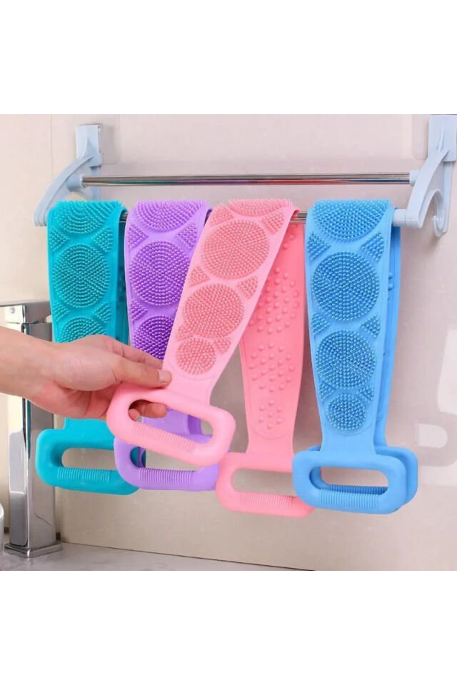 Mucit Home Banyo Sırt Kesesi Çift Taraflı Silikon Duş Lifi Fırçası 70 cm