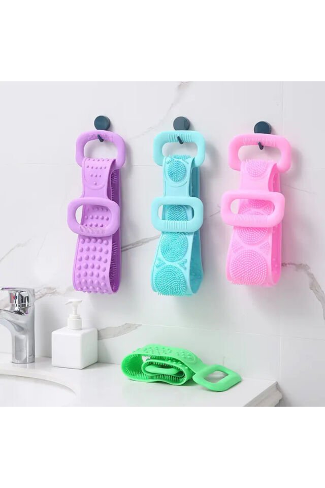 Mucit Home Banyo Sırt Kesesi Çift Taraflı Silikon Duş Lifi Fırçası 70 cm