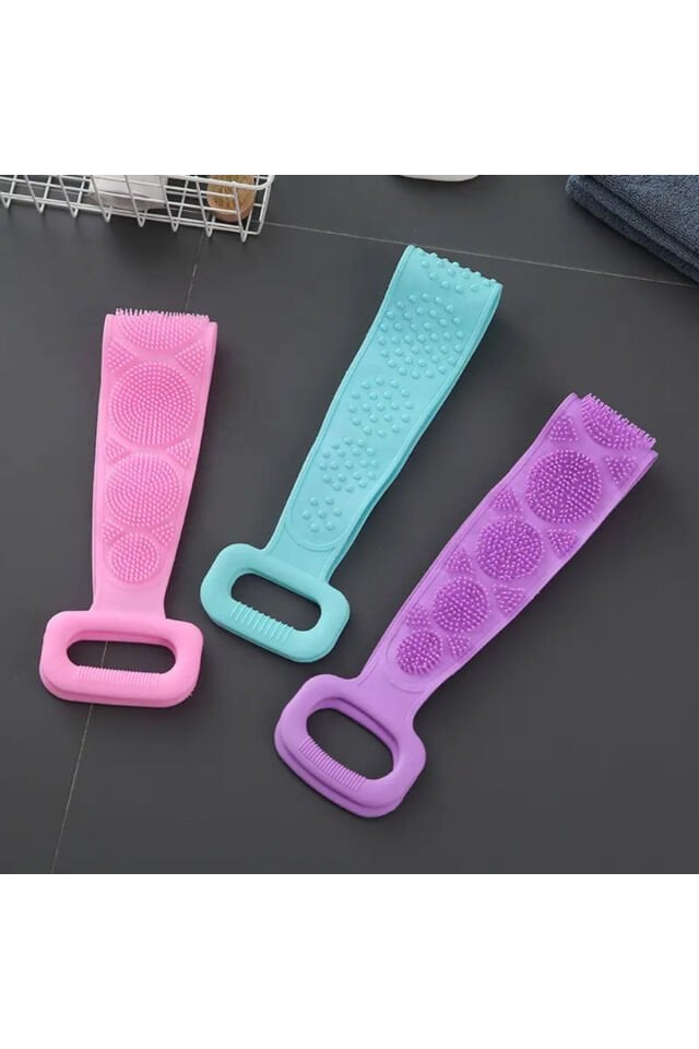 Mucit Home Banyo Sırt Kesesi Çift Taraflı Silikon Duş Lifi Fırçası 70 cm