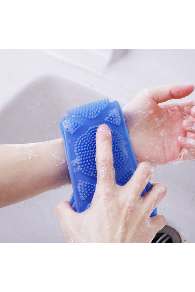 Mucit Home Banyo Sırt Kesesi Çift Taraflı Silikon Duş Lifi Fırçası 70 cm