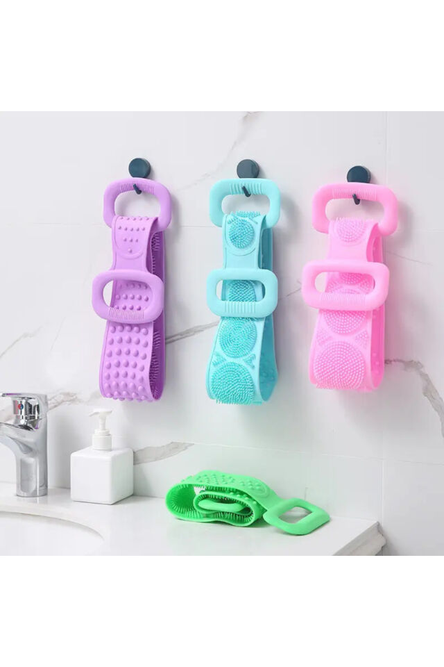Mucit Home Banyo Sırt Kesesi Çift Taraflı Silikon Duş Lifi Fırçası 70 cm