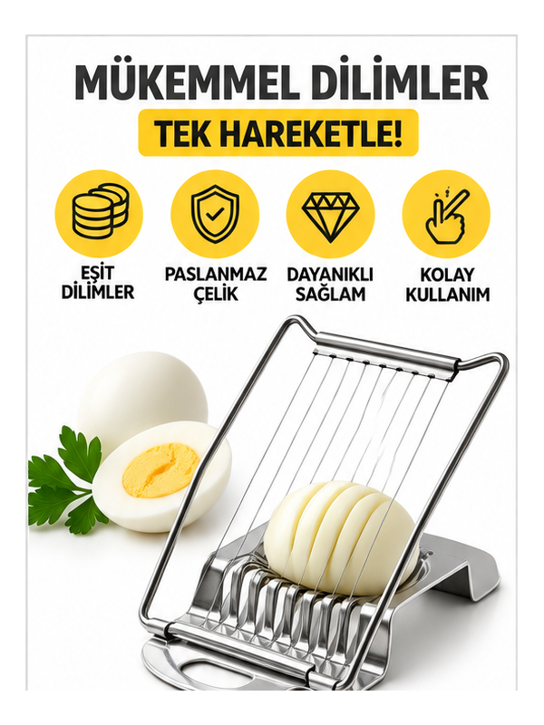 Mucit Home Haşlanmış Yumurta Kesme Tel Bıçağı Yumurta Dilimleyici Pratik Paslanmaz Çelik