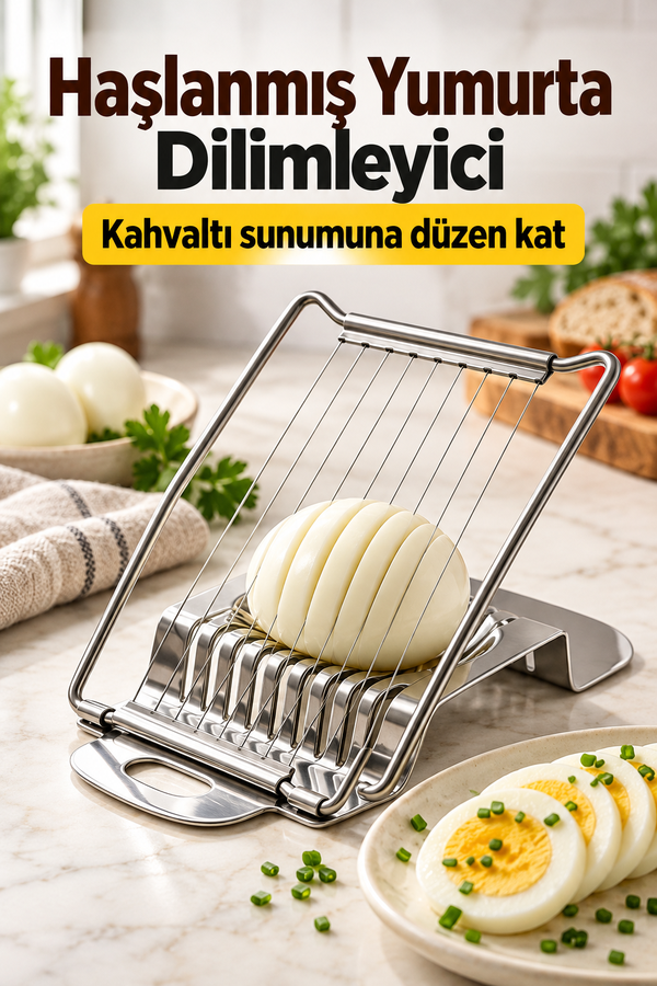 Mucit Home Haşlanmış Yumurta Kesme Tel Bıçağı Yumurta Dilimleyici Pratik Paslanmaz Çelik