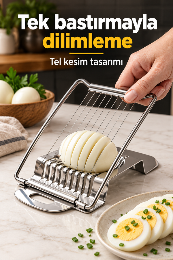 Mucit Home Haşlanmış Yumurta Kesme Tel Bıçağı Yumurta Dilimleyici Pratik Paslanmaz Çelik