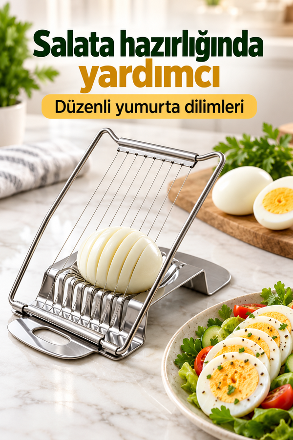 Mucit Home Haşlanmış Yumurta Kesme Tel Bıçağı Yumurta Dilimleyici Pratik Paslanmaz Çelik