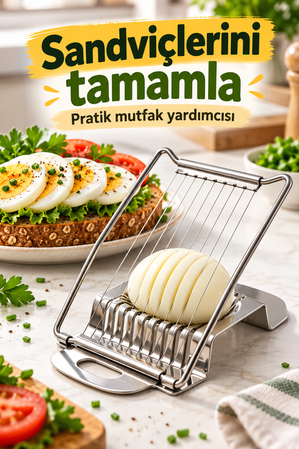 Mucit Home Haşlanmış Yumurta Kesme Tel Bıçağı Yumurta Dilimleyici Pratik Paslanmaz Çelik
