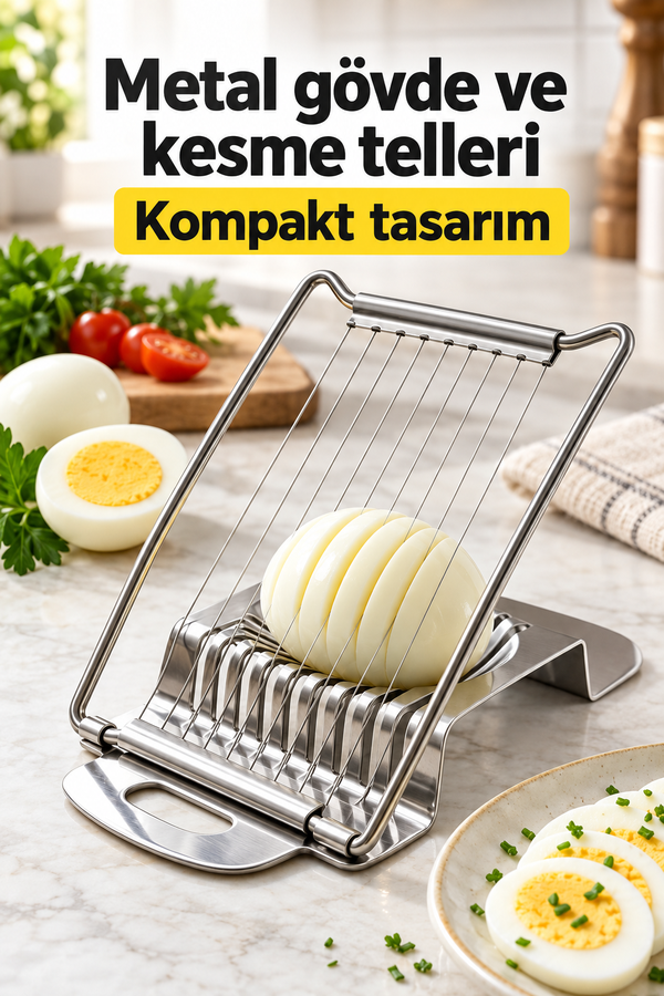Mucit Home Haşlanmış Yumurta Kesme Tel Bıçağı Yumurta Dilimleyici Pratik Paslanmaz Çelik