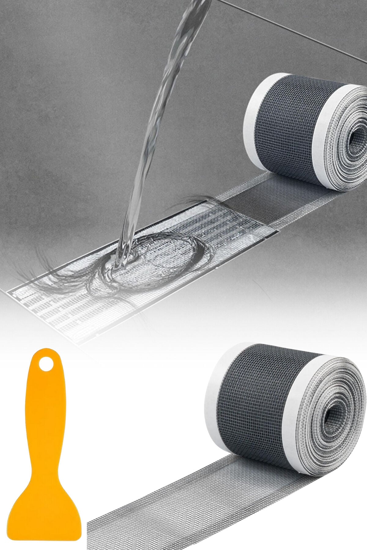 Mucit Home 10 Cm 4 Metre Çok Amaçlı Gider Süzgeci Sineklik Tamir Kiti Saç Kıl Tüy Tutucu