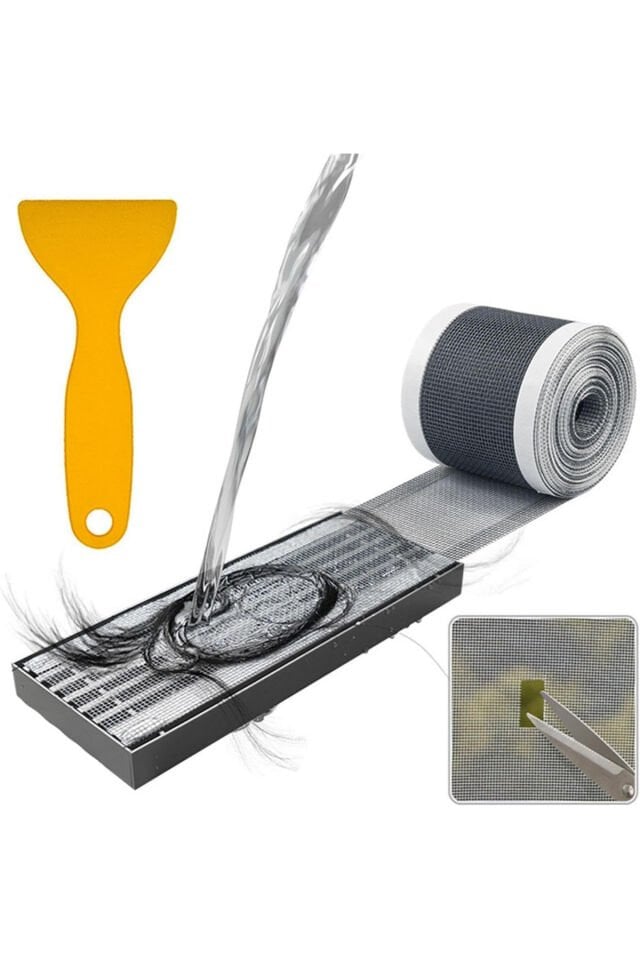 Mucit Home 10 Cm 4 Metre Çok Amaçlı Gider Süzgeci Sineklik Tamir Kiti Saç Kıl Tüy Tutucu