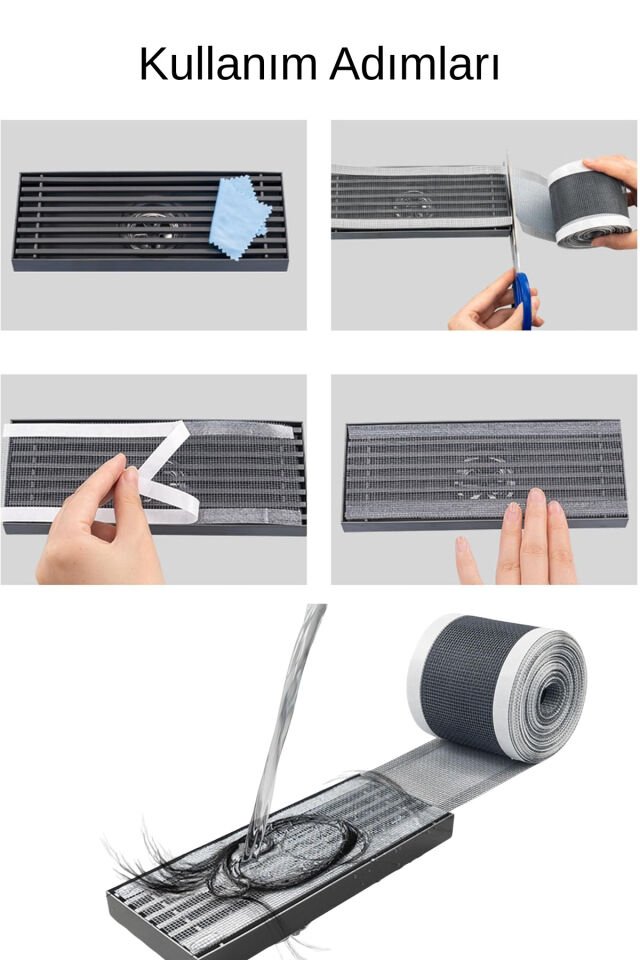 Mucit Home 10 Cm 4 Metre Çok Amaçlı Gider Süzgeci Sineklik Tamir Kiti Saç Kıl Tüy Tutucu