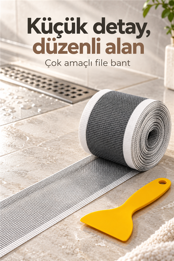 Mucit Home 10 Cm 4 Metre Çok Amaçlı Gider Süzgeci Sineklik Tamir Kiti Saç Kıl Tüy Tutucu