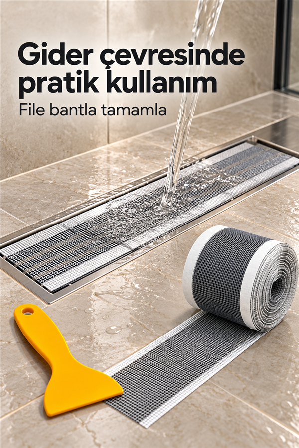 Mucit Home 10 Cm 4 Metre Çok Amaçlı Gider Süzgeci Sineklik Tamir Kiti Saç Kıl Tüy Tutucu