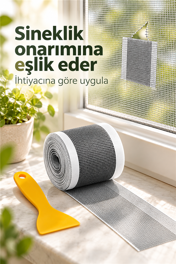 Mucit Home 10 Cm 4 Metre Çok Amaçlı Gider Süzgeci Sineklik Tamir Kiti Saç Kıl Tüy Tutucu