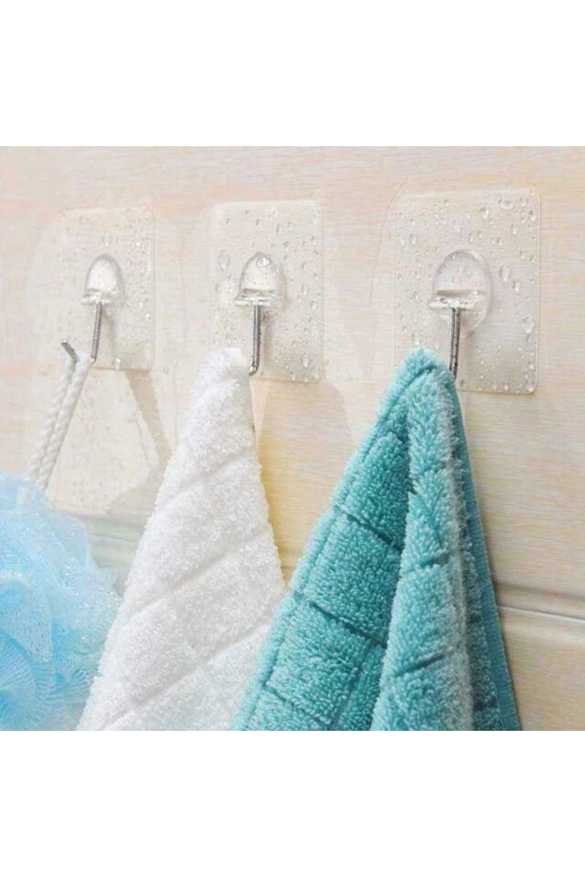 Mucit Home 10Lu Paket- Pratik Çok Amaçlı Güçlü Şeffaf Duvar Askısı Yapışkan Mutfak Banyo Askı