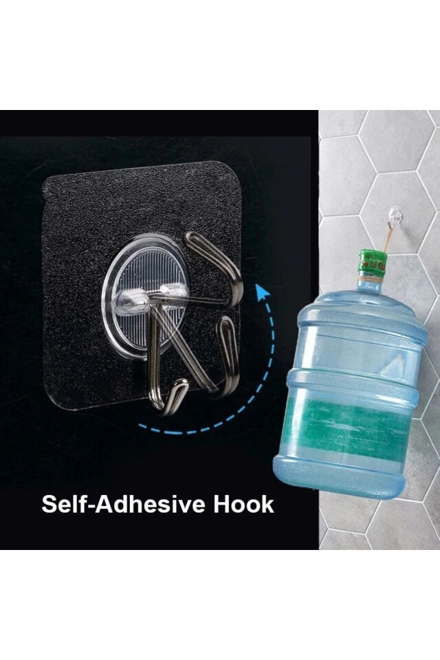 Mucit Home 10Lu Paket- Pratik Çok Amaçlı Güçlü Şeffaf Duvar Askısı Yapışkan Mutfak Banyo Askı