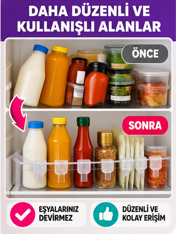 Mucit Home Buzdolabı Raf Organizer Şeffaf Şişe Düzenleyici 10 ADET Dolap Çekmece Ayırıcı Organizer