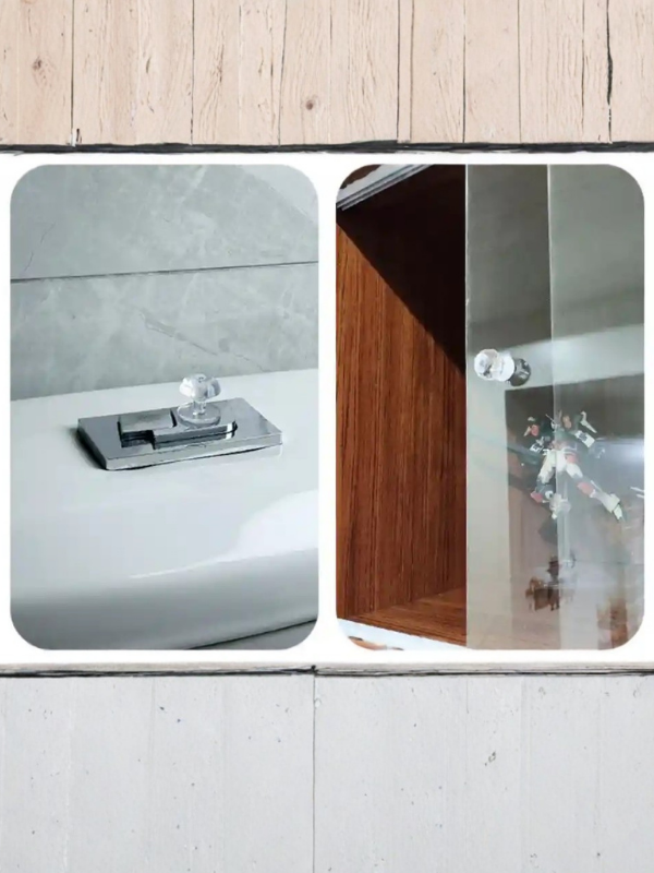 Mucit Home 4 Adet Çekmece Dolap Klozet Kapağı Şık Kristal Tasarım Çok Amaçlı Yapışkanlı Tutacak Buton