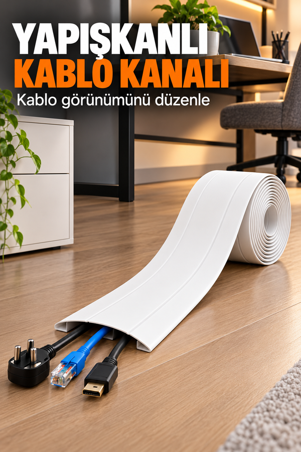 Mucit Home Kablo Kanalı 3 Metre - Yapışkanlı Kablo Gizleme Ve Kablo Düzenleyici Organizer