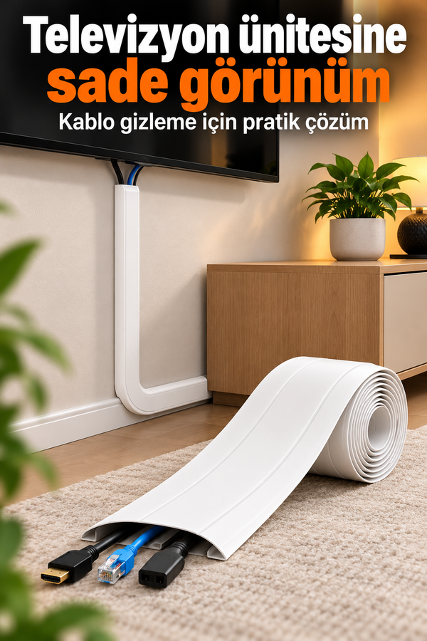 Mucit Home Kablo Kanalı 3 Metre - Yapışkanlı Kablo Gizleme Ve Kablo Düzenleyici Organizer