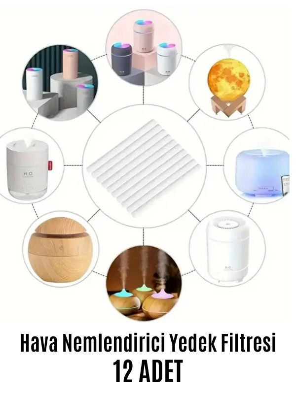 Mucit Home Hava Nemlendirici Difüzör Buhar Makinesi Filtresi 12 Adet Filtre Yedek 10 cm